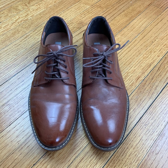 Steve Madden Brown Leather Lace Up Ballot Oxford Dress Shoe - Picture 1 of 5